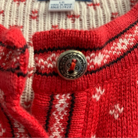 Hartstring 100 percent cotton cardigan red white and black size large - Picture 3 of 9